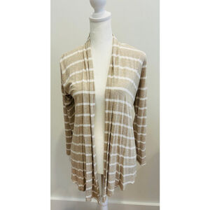 Cardigan women small  Tan & white stripes